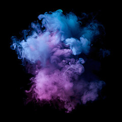 Blue and purple smoke dust overlay on black background