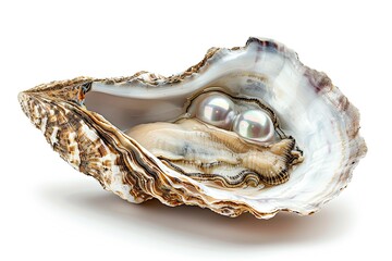 pearls oysters isolated on white background