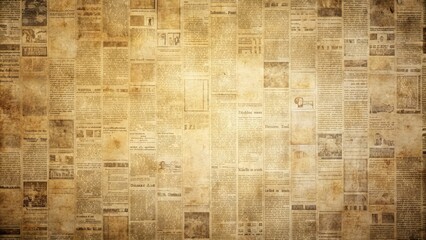 Fototapeta premium Vintage newspaper texture background with faded text and aged paper, newsprint, retro, old, aged, grunge, vintage