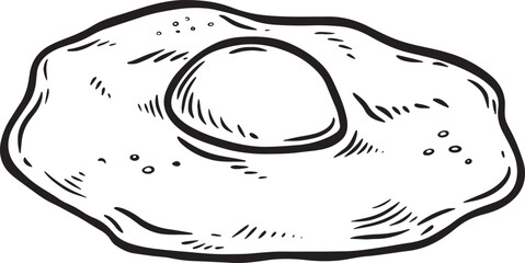 Fried egg meal line drawing vector illustration.