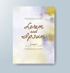 Watercolor Minimal Card. Classic Vector Design Cards. Wedding Abstract Background Invitation Art Template. Set of Creative Illustrations for Brochure, Cover Design. Minimalistic Watercolor Artwork.