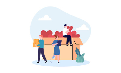 World humanitarian day illustration, community care people