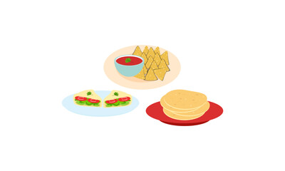 Mexican Food Signature Dishes Illustration