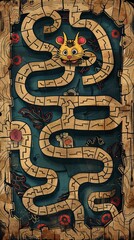 Naklejka premium Cartoon Mouse Adventure in Elaborate Maze