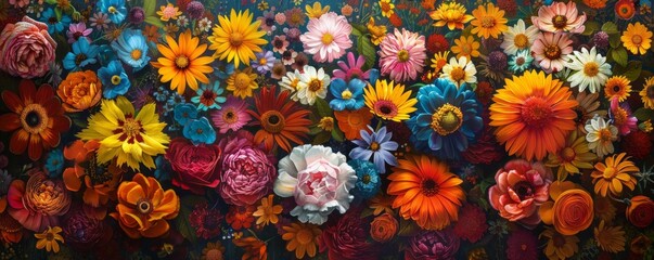 A bouquet of colorful flowers, their petals unfurling like works of art.