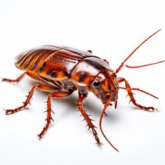 A cockroach photography on white background.