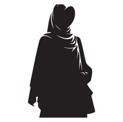 hijab style standing silhouette Vector Isolated Vector Illustration,