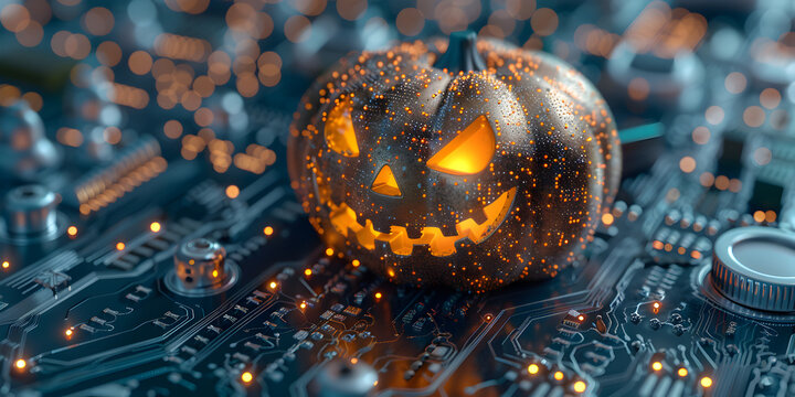 Halloweenk&uuml;rbis und Technik, made by AI