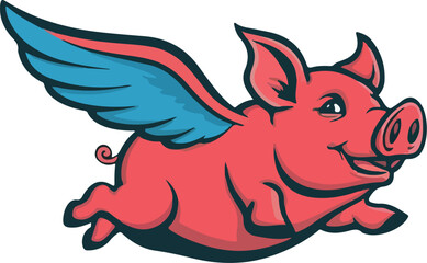 flying pig logo, icon and vector