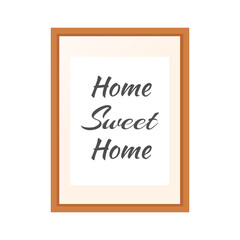 Modern interior decoration picture in frame with lettering home sweet home.
