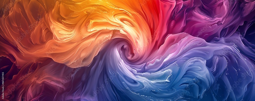 Poster a swirl of vibrant colors blending together, creating a mesmerizing pattern.