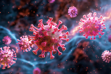 Coronavirus 2019-nCov novel coronavirus concept. Microscope virus close up. 3d rendering.