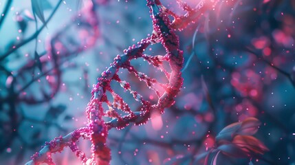 Checkup and research DNA gene biotechnology biology or genetic cells, futuristic chromosome molecule. Generative AI