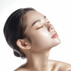 Naklejka premium Beauty Asian women spa skin healthy on 100% isolate white background.