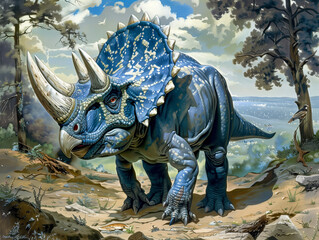 Fototapeta premium Triceratops in the habitat