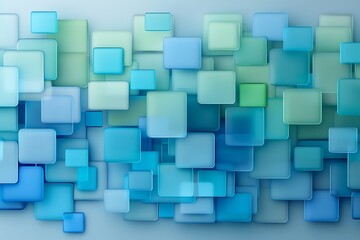 Abstract Blue Geometric Background with 3D Cubes and Mosaic Pattern