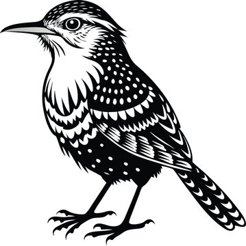 black and white bird portrait clip art preview