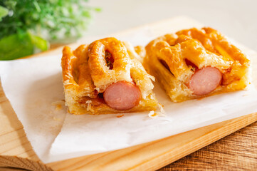 カットしたウインナーパイ