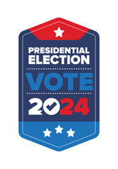 Presidential Election 2024 in United States. Vote day, November 5. US Election. Patriotic american element. Poster, card, banner and background. Vector illustration