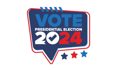 Presidential Election 2024 in United States. Vote day, November 5. US Election. Patriotic american element. Poster, card, banner and background. Vector illustration