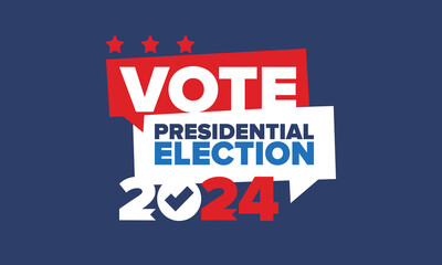 Presidential Election 2024 in United States. Vote day, November 5. US Election. Patriotic american element. Poster, card, banner and background. Vector illustration