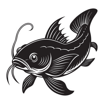 recommend clip art: black catfish on white background vector Silhouette