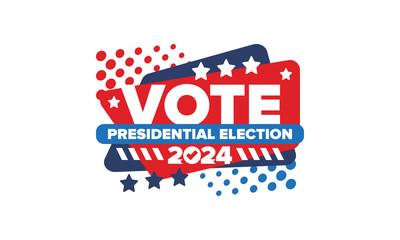 Presidential Election 2024 in United States. Vote day, November 5. US Election. Patriotic american element. Poster, card, banner and background. Vector illustration