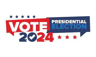 Presidential Election 2024 in United States. Vote day, November 5. US Election. Patriotic american element. Poster, card, banner and background. Vector illustration