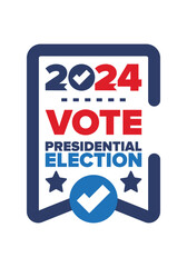 Presidential Election 2024 in United States. Vote day, November 5. US Election. Patriotic american element. Poster, card, banner and background. Vector illustration