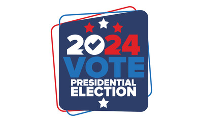 Presidential Election 2024 in United States. Vote day, November 5. US Election. Patriotic american element. Poster, card, banner and background. Vector illustration