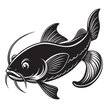 black koi fish swimming clip art preview