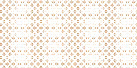 Golden vector seamless pattern with small diamond shapes, floral silhouettes. Simple texture