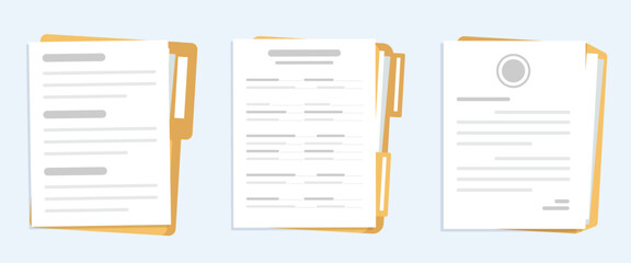 Paper and document icon, Document vector flat style set isolated.