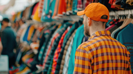 Obraz premium Person negotiating prices at a flea market, price cheaper, bargaining