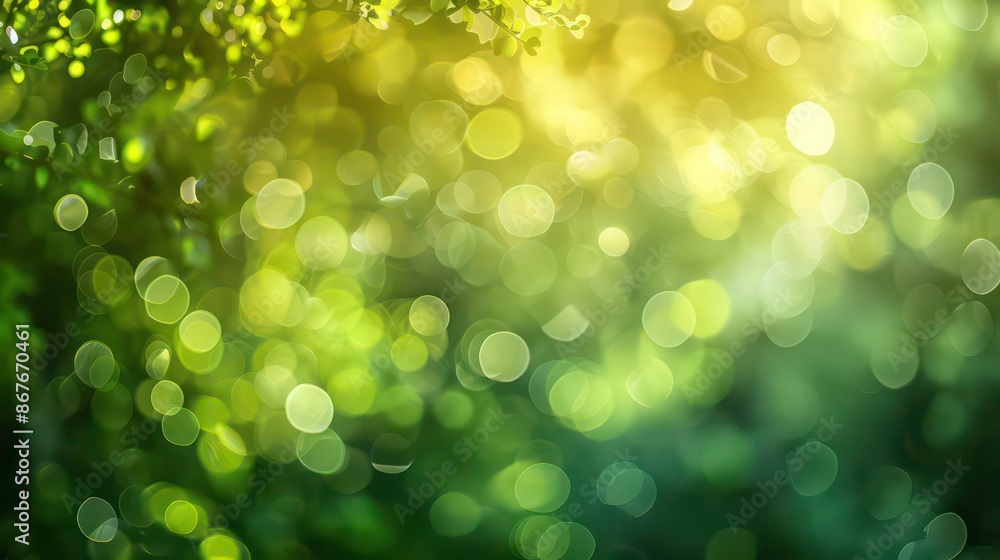 Poster green abstract bokeh backgrounds with copy space image. generative ai