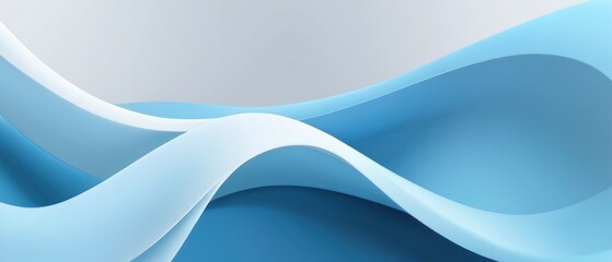 Obraz premium Abstract blue and white wave design with smooth flowing lines and gradient shades. Perfect for modern and minimalist backgrounds.