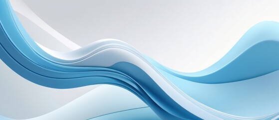 Obraz premium Abstract blue and white wave design with smooth flowing lines and gradient shades. Perfect for modern and minimalist backgrounds.