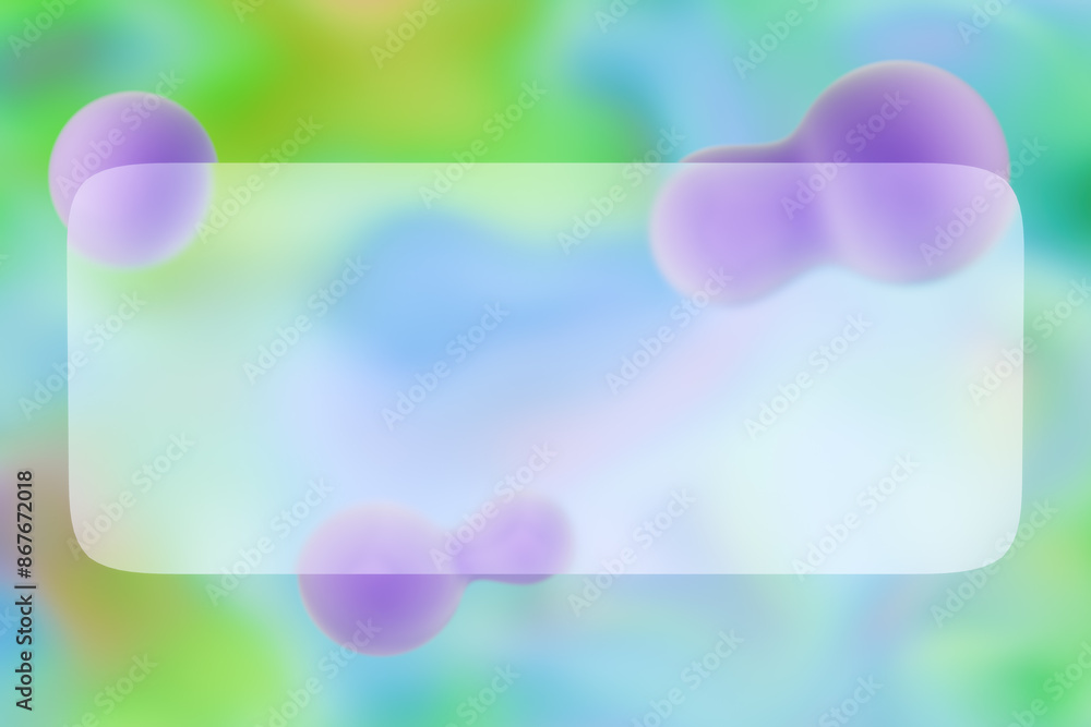 Aufkleber abstract colorful background with blurred glass shapes and purple bubbles. 3d rendering