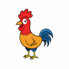 Cartoon Rooster Farm Animal vector Illustration.
