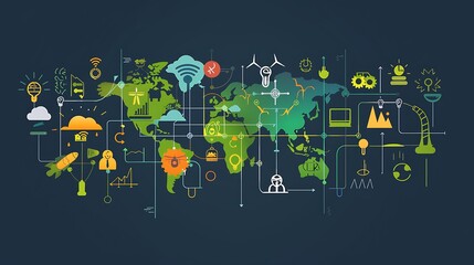 Mind map illustrating the causes and effects of global warming including human activities greenhouse gases climate change impacts and possible solutions with connecting lines and icons