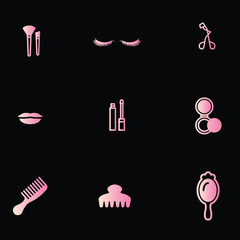 Creative Professional Trendy and Minimal Make Up Icons - Logo Design in Black, White and Pink Color, Logo in Editable Vector Format