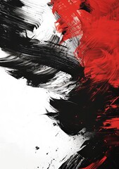 A dramatic background with splattered black and red paint strokes suitable for bold wallpaper applications