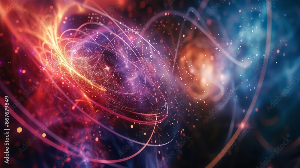 Poster modern abstract illustration of quantum physics. generative ai
