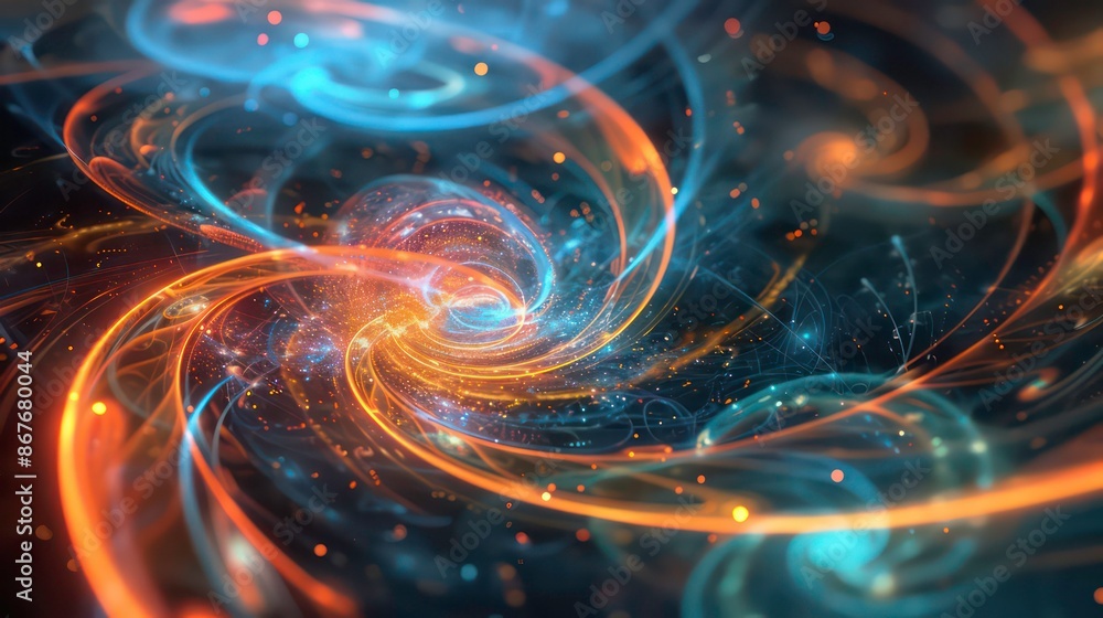 Poster modern abstract illustration of quantum physics. generative ai