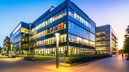 Exterior view of an modern designed office building