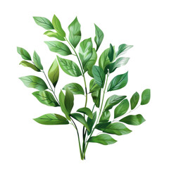 Fototapeta premium Realistic illustration of vibrant green leaves on a bush, perfect for nature-themed designs.