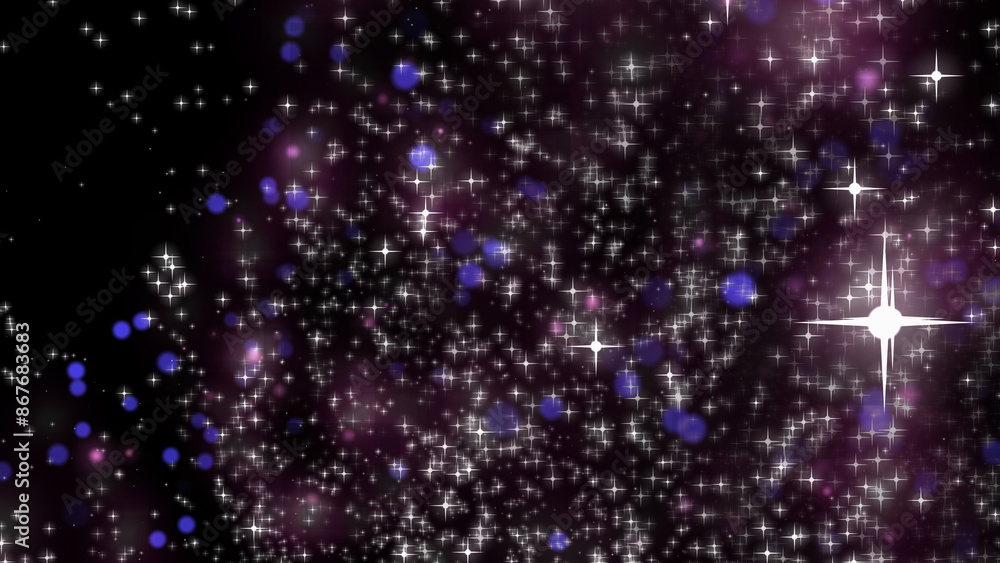 Poster abstract scattering of flying particles in the form of stars. 3d. 4k seamless background animation. 