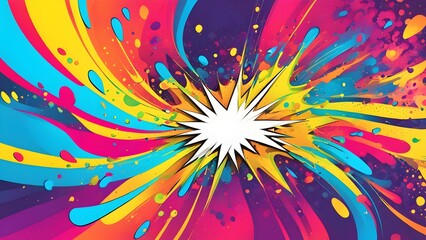 A colorful explosion with a lot of different colors and shapes
