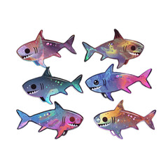Fototapeta premium set of sharks Sticker colorful fish 