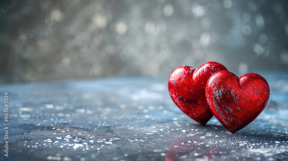 Poster the concept of love is represented by two hearts copy space image. generative ai